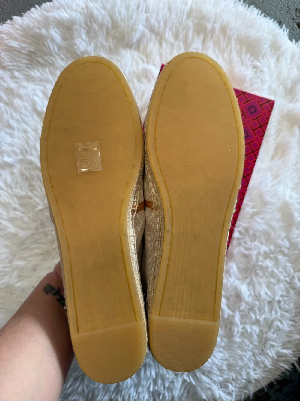 NWT Tory Burch Cream Monogram Espadrilles